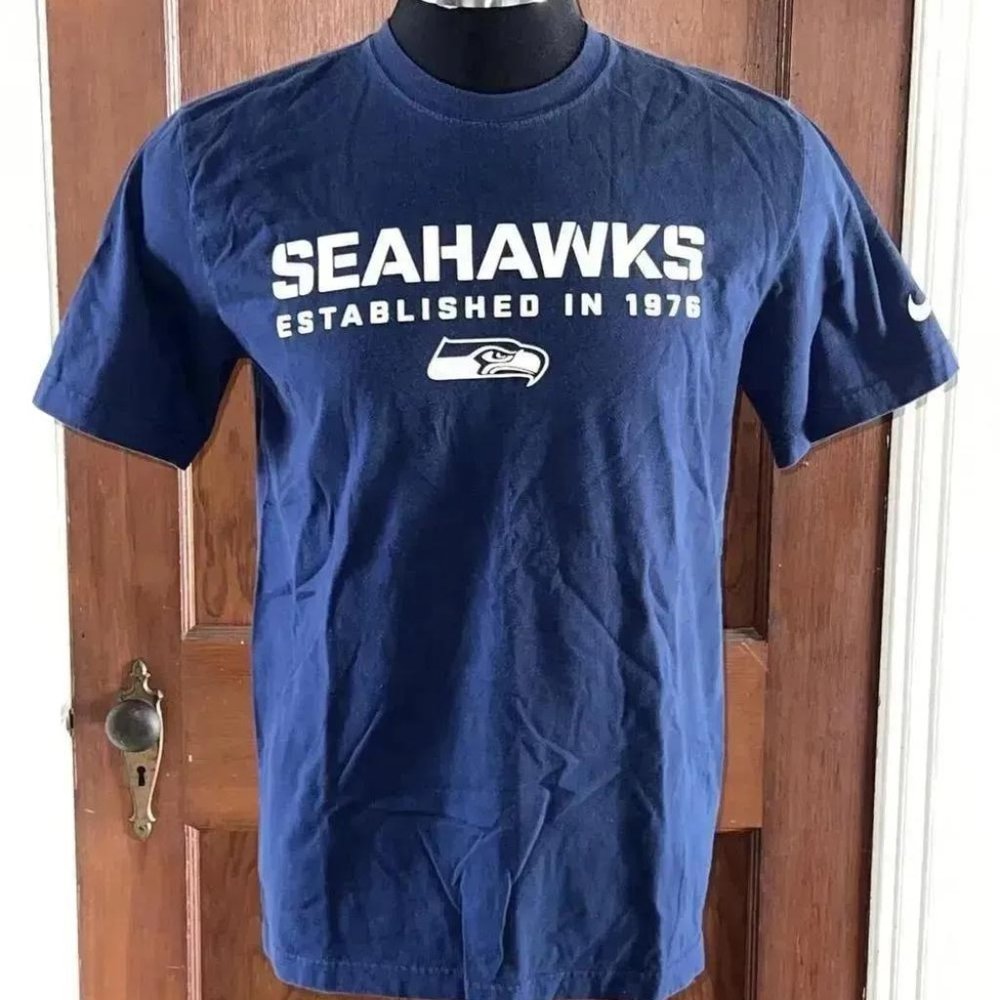 Nike Seattle Seahawks Established 1976 NFL T-Shirt Large Blue Football